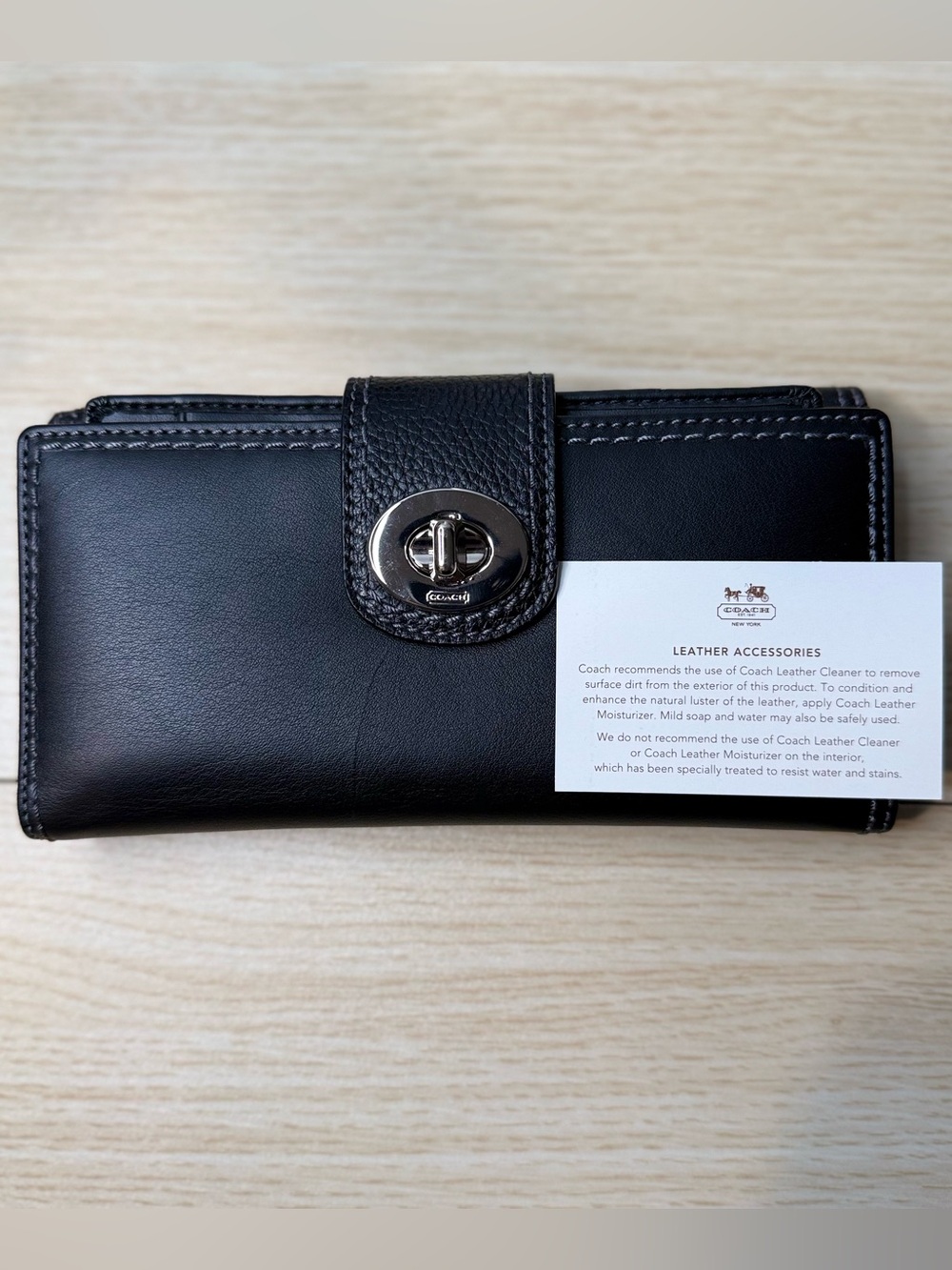 Coach Black Leather Turnlock Continental Wallet